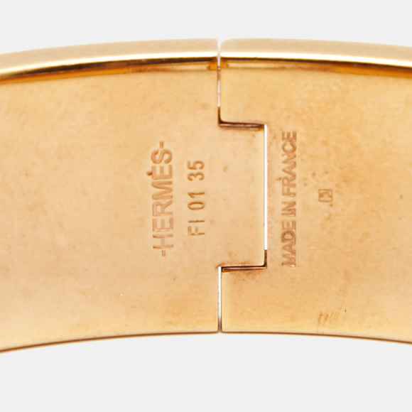 HERMES Clic Clac H Enamel Gold Plated Bracelet - Picture 5 of 6